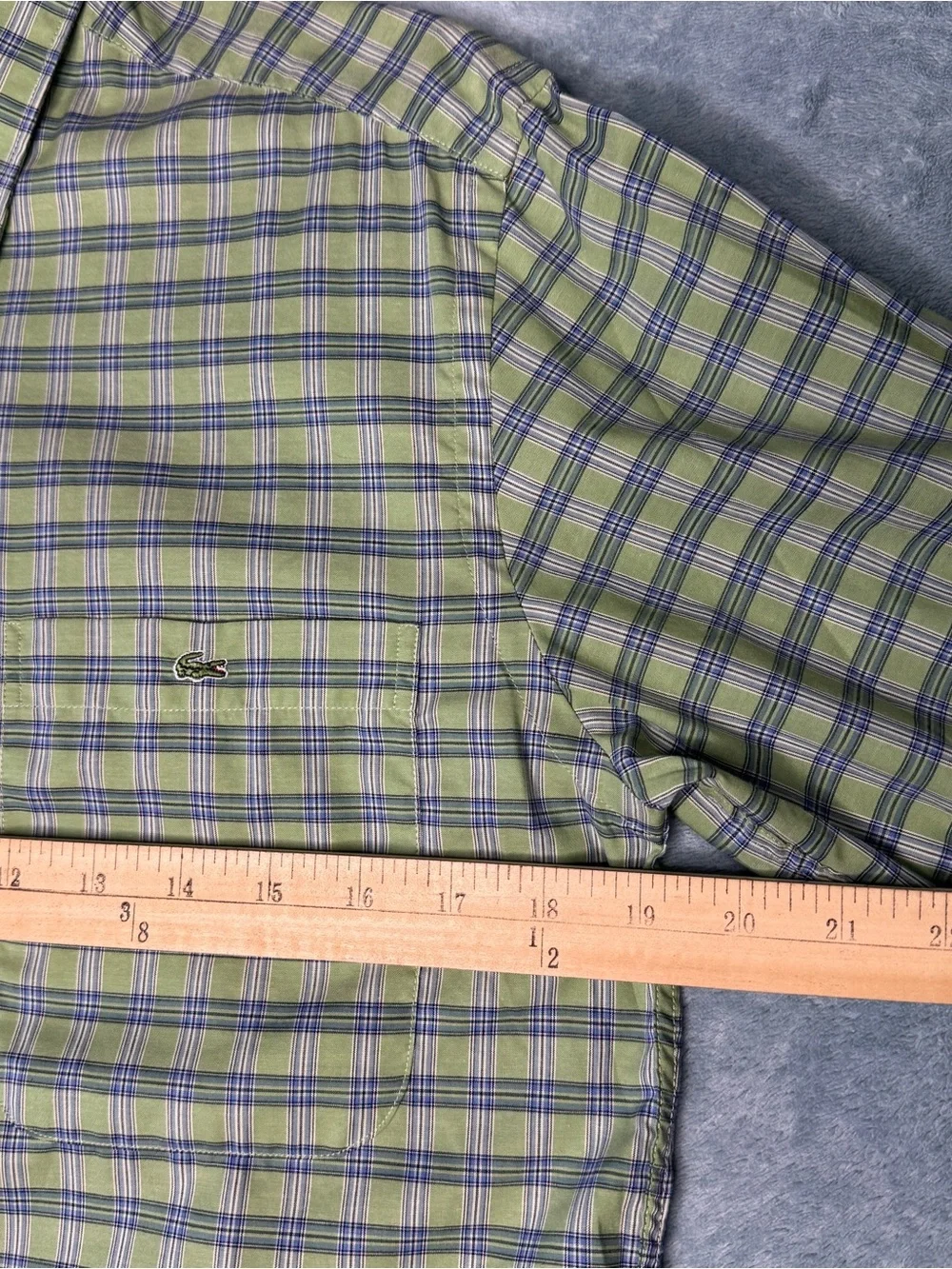 Lacoste Green and Blue Plaid Dress Shirt